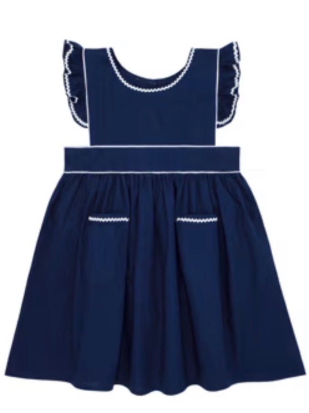 Minnow Navy Dress with White Ric Rac
